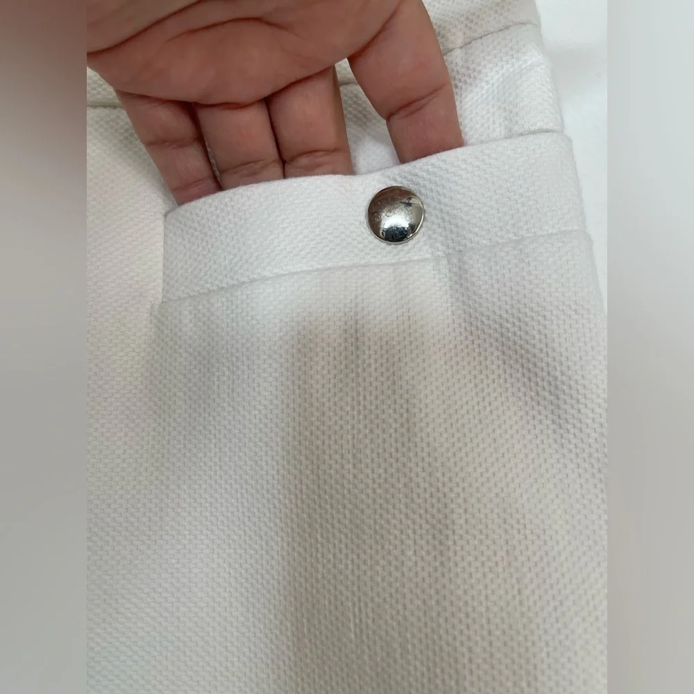 Cato White Textured Fabric Button Zipper Capris Summer Casual